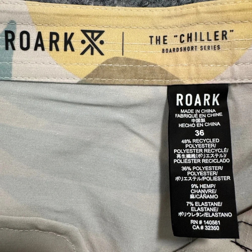 ROARK Chiller De‎ Palmas Board Shorts 36 Hemp Blend Floral Print Swim Trunks